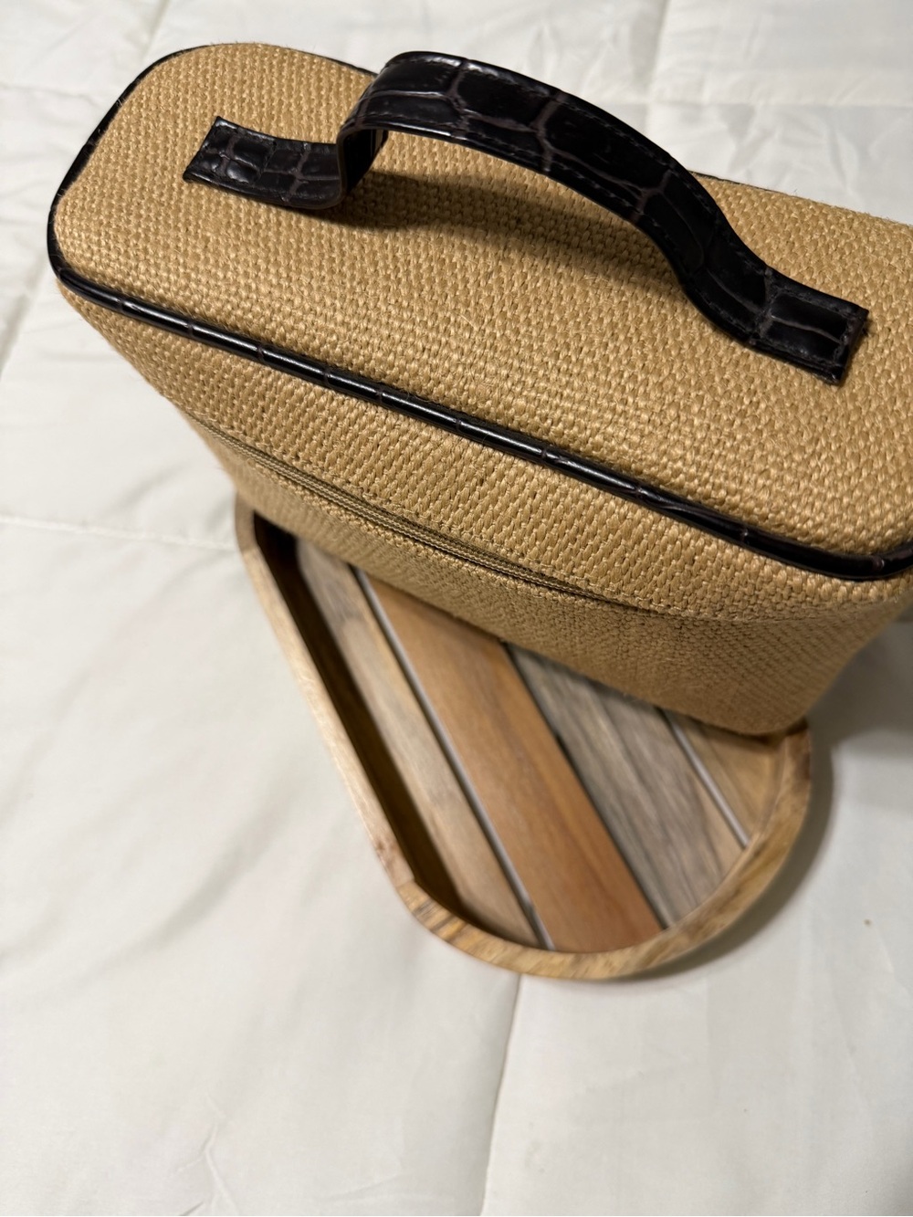 Saks Fifth Avenue Brown Quilted Travel Cosmetic Case